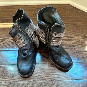 FreeBird Handcrafted Leather Black Blaze Moto Boots - Size 6
